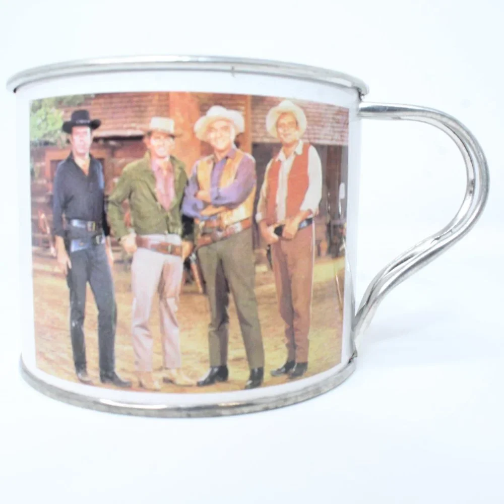 Vintage Bonanza Cartwright Family Ponderosa Ranch Nevada USA Tin Metal Cup Mug - Picture 1 of 5